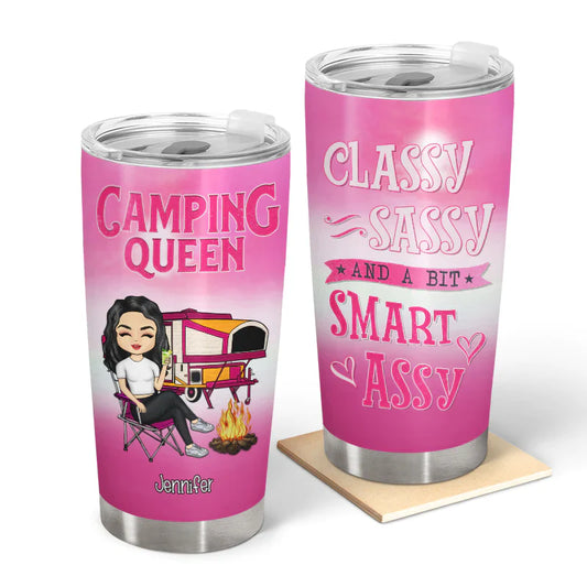 Printliant Tumbler 20 Oz Gift For Camping Lovers - Camping Queen Classy
