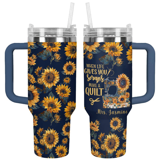Printliant Tumbler Personalized Sunflower Quilted Bliss